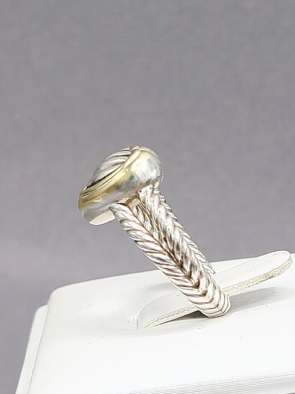 David Yurman Classic Cable Sculpted Heart Ring w/ 18K Yellow Gold - Sz 7 - RARE - Picture 9 of 12
